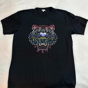 KENZO Tiger Logo Printed Short-Sleeved Men's Black Tshirt